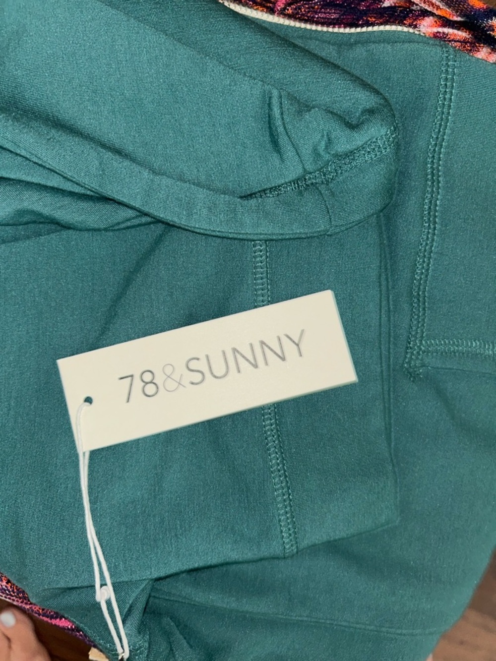 NWT 78&Sunny Short-Sleeve Zip Up Hoodie Deep Teal Sz XL - Picture 7 of 8